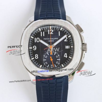 Swiss Patek Philippe Aquanaut 5968 Chronograph Blue Dial Orange Hand Rubber Strap Replica Watch